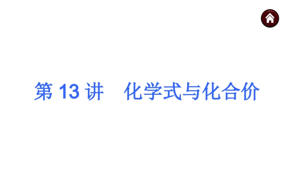 【夺分天天练】2014年中考化学总复习 第13讲 化学式与化合价（自主梳理+热身反馈+典例分析+名师预测）课件 新人教版