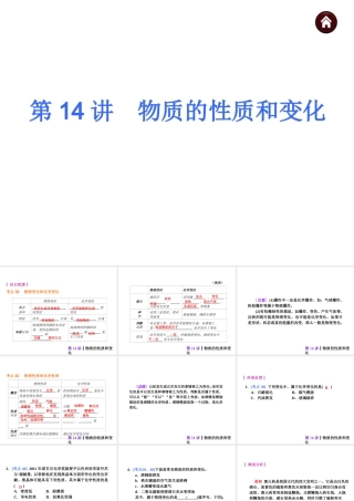 【夺分天天练】2014年中考化学总复习 第14讲 物质的性质和变化（自主梳理+热身反馈+典例分析+名师预测）课件 新人教版