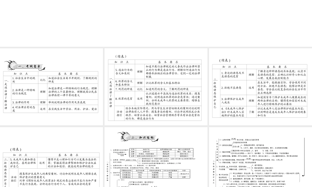 【百年学典】2015中考政治总复习 专题突破二 明辨是非 拒绝诱惑 保护自己 知法用法 学过安全生活课件 新人教版