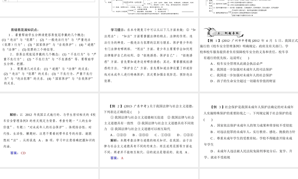 【百年学典】2015中考政治总复习 专题突破二 明辨是非 拒绝诱惑 保护自己 知法用法 学过安全生活课件 新人教版