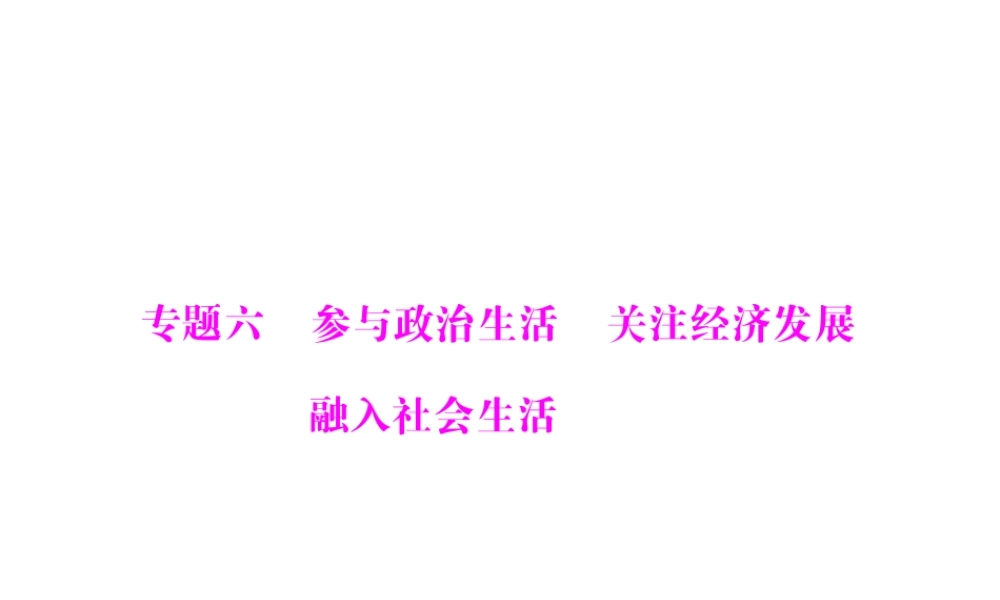 【百年学典】2015中考政治总复习 专题突破六 参与政治生活 关注经济发展 融入社会生活课件 新人教版