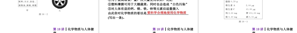 【夺分天天练】2014年中考化学总复习 第18讲 化学物质与人体健康（自主梳理+热身反馈+典例分析+名师预测）课件 新人教版