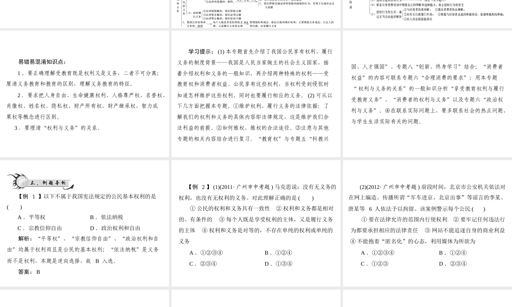 【百年学典】2015中考政治总复习 专题突破四 维护权利 履行义务 崇尚公平和正义 做合格的公民课件 新人教版