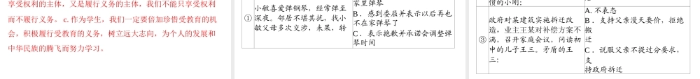 【百年学典】2015中考政治总复习 专题突破四 维护权利 履行义务 崇尚公平和正义 做合格的公民课件 新人教版