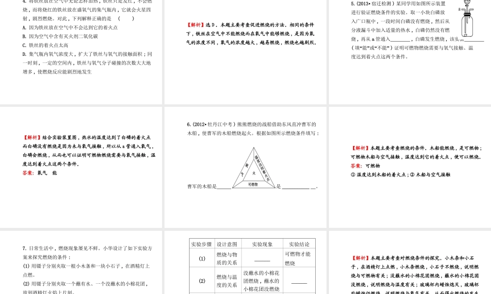 【金榜学案】2013-2014版九年级化学上册 第4章 基础实验3 物质燃烧的条件配套课件 沪教版