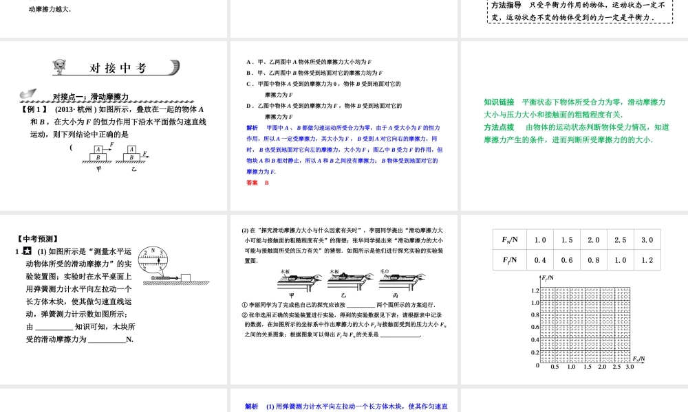【步步高】浙江省2014年中考科学一轮复习 第6讲 力和运动课件