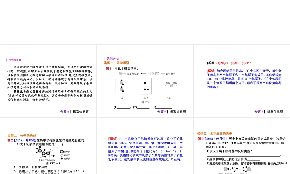 【夺分天天练】2014年中考化学总复习 主题六专题2 模型信息题（自主梳理+热身反馈+典例分析+名师预测）课件 新人教版