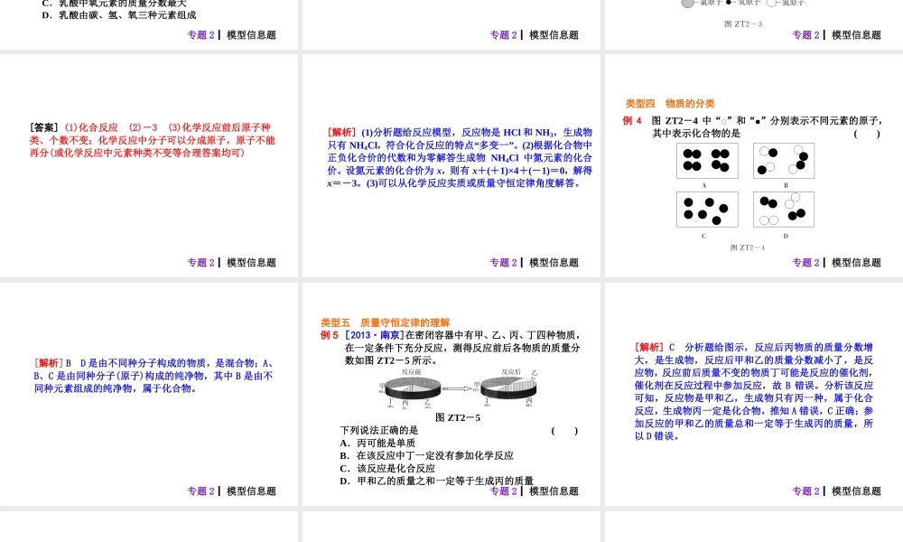 【夺分天天练】2014年中考化学总复习 主题六专题2 模型信息题（自主梳理+热身反馈+典例分析+名师预测）课件 新人教版