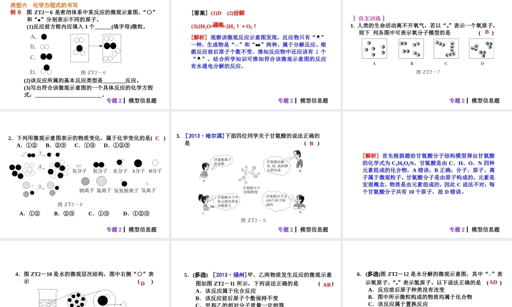 【夺分天天练】2014年中考化学总复习 主题六专题2 模型信息题（自主梳理+热身反馈+典例分析+名师预测）课件 新人教版