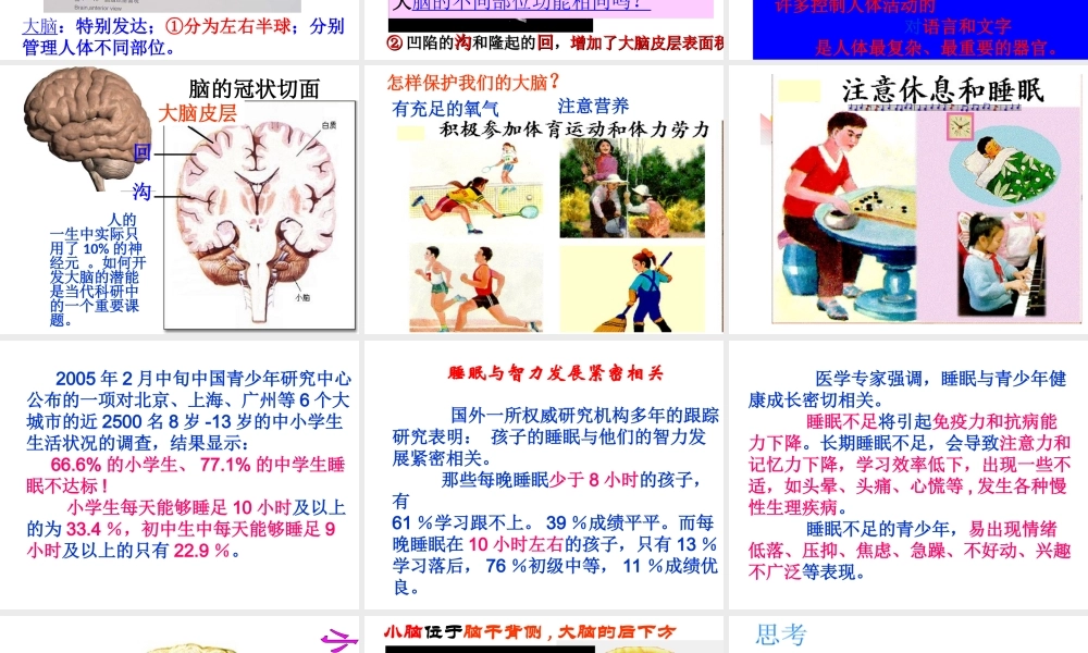 【名校课时通】2013-2014学年八年级科学上册 第三章 生命活动的调节 第3节 神经调节（第2课时）课件 浙教版