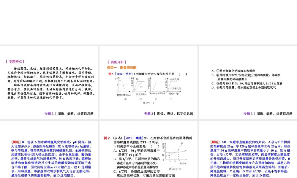 【夺分天天练】2014年中考化学总复习 主题六专题3 图像、表格、标签 信息题（自主梳理+热身反馈+典例分析+名师预测）课件 新人教版