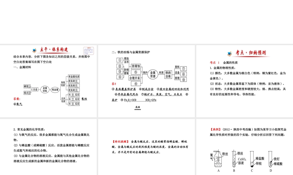 【金榜学案】2013-2014版九年级化学上册 第5章 阶段专题复习配套课件 沪教版