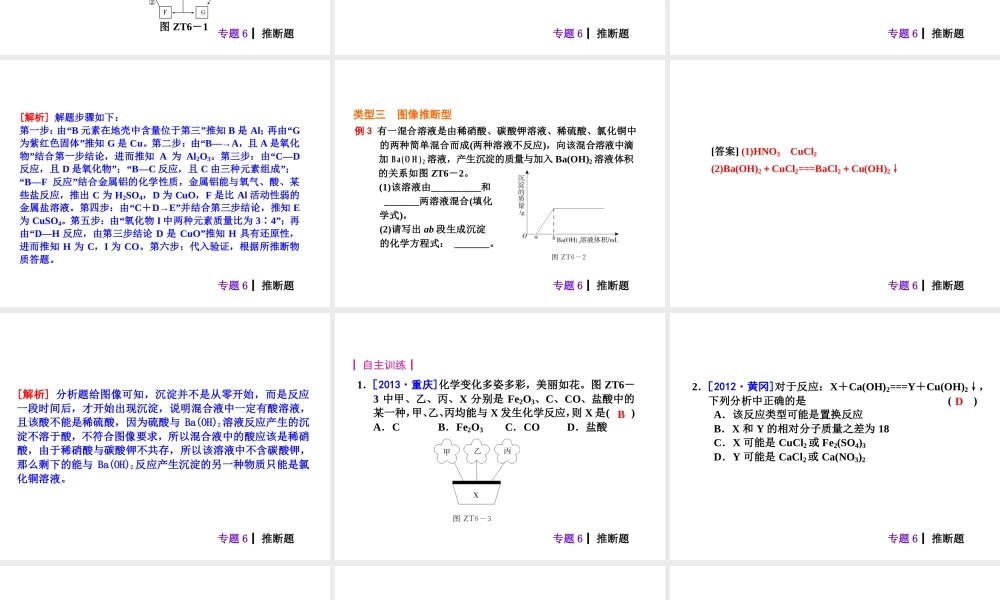 【夺分天天练】2014年中考化学总复习 主题六专题6 推断题（自主梳理+热身反馈+典例分析+名师预测）课件 新人教版