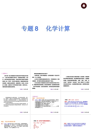 【夺分天天练】2014年中考化学总复习 主题六专题8 化学计算（自主梳理+热身反馈+典例分析+名师预测）课件 新人教版