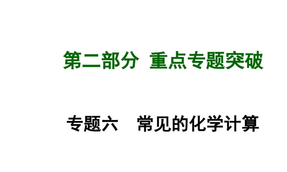 【广西中考面对面】2015年中考化学 专题复习六 常见的化学计算题课件