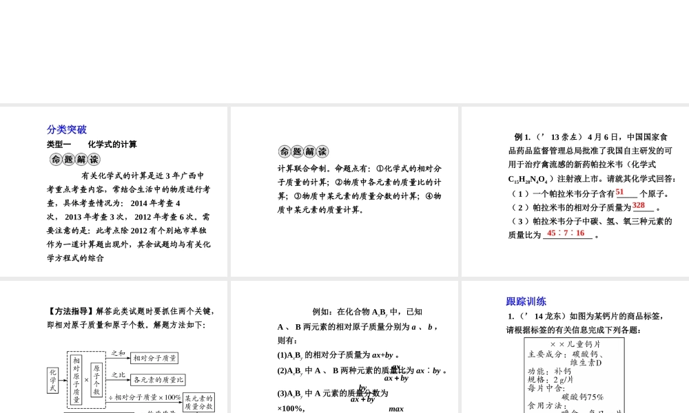 【广西中考面对面】2015年中考化学 专题复习六 常见的化学计算题课件