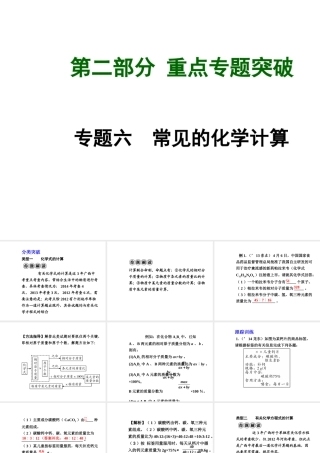 【广西中考面对面】2015年中考化学 专题复习六 常见的化学计算题课件