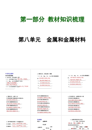 【广西中考面对面】2015年中考化学总复习 第八单元 金属和金属材料课件