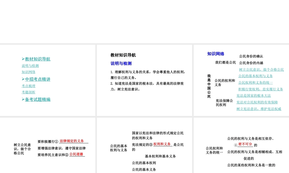 【河南中考面对面】2015年中考政治总复习 八下 第5单元 我是中国公民课件 粤教版