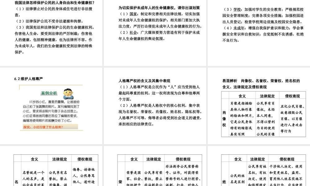 【河南中考面对面】2015年中考政治总复习 八下 第6单元 我们的人身权利课件 粤教版