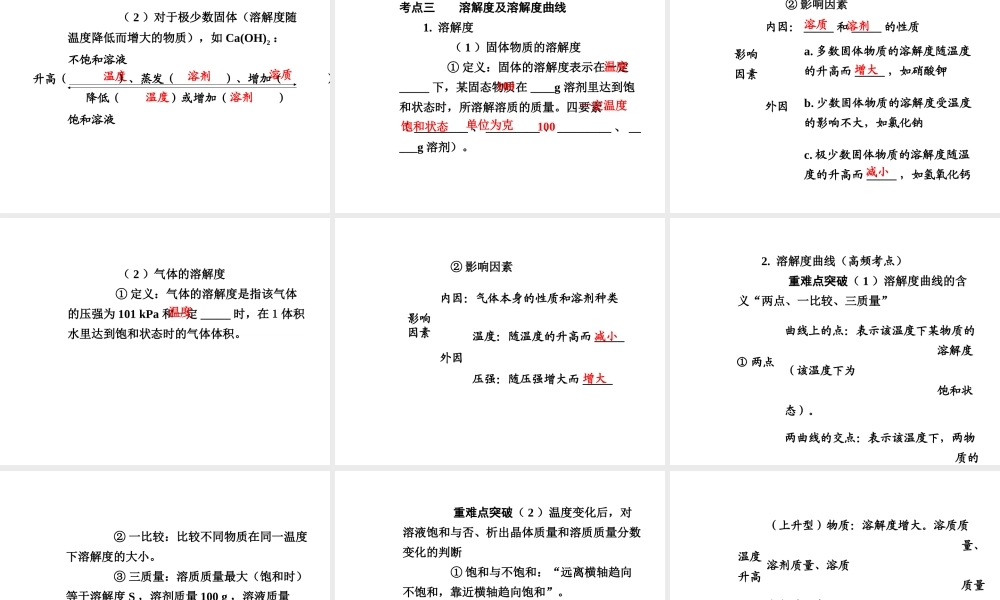【广西中考面对面】2015年中考化学总复习 第九单元 溶液课件