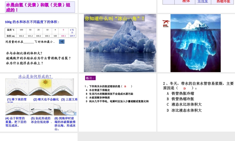 【名校课时通】2013-2014学年八年级科学上册 第一章 水和水的溶液 第2节 水的组成课件 浙教版