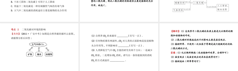【金榜学案】2014版九年级化学上册 第六单元 课题3 二氧化碳和一氧化碳课件 （新版）新人教版