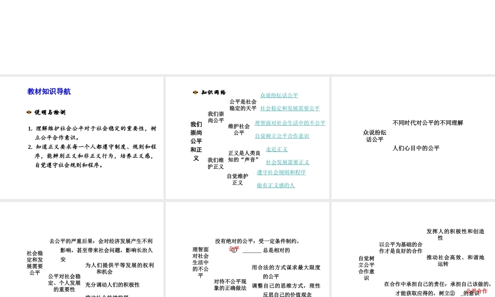 【河南中考面对面】2015年中考政治总复习 八下 第四单元 我们崇尚公平和正义课件（知识导航+中招知识精讲+试题精编） 新人教版