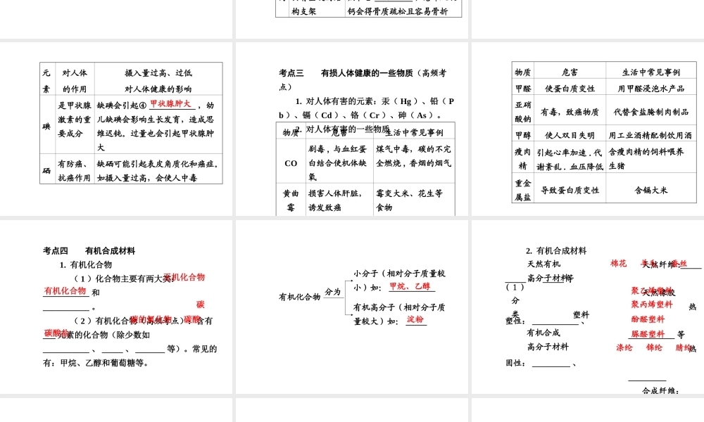 【广西中考面对面】2015年中考化学总复习 第十二单元 化学与生活课件