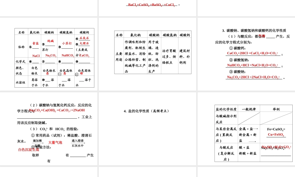 【广西中考面对面】2015年中考化学总复习 第十一单元 盐 化肥课件