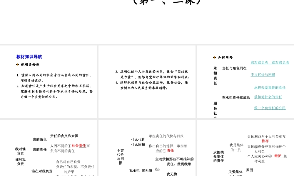 【河南中考面对面】2015年中考政治总复习 第1单元 承担责任 服务社会课件 新人教版