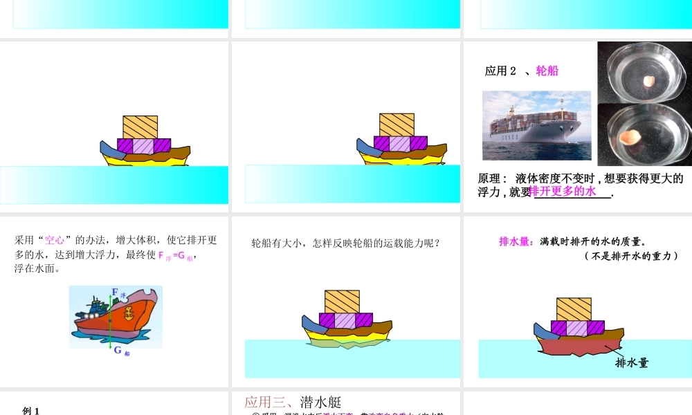 【名校课时通】2013-2014学年八年级科学上册 第一章 水和水的溶液 第3节 水的浮力 物体浮沉条件的应用课件 浙教版