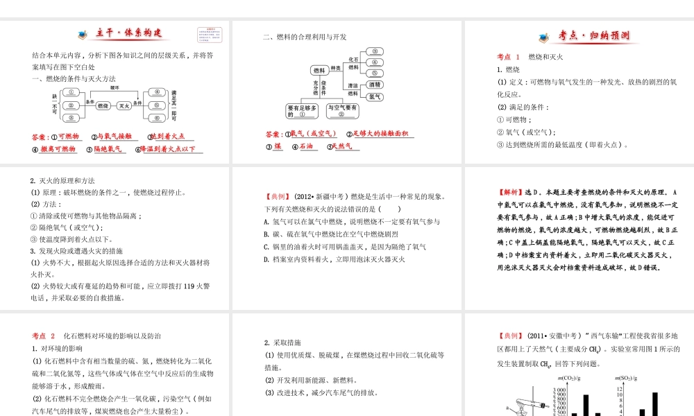 【金榜学案】2014版九年级化学上册 第七单元 燃料及其利用阶段专题复习课件 （新版）新人教版