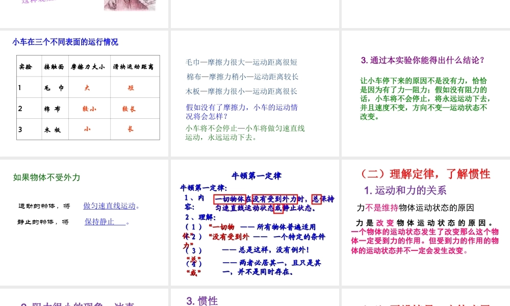 【完全解读】2017春八年级物理下册 第八章 第1节 牛顿第一定律课件 （新版）新人教版