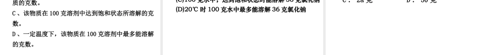 【名校课时通】2013-2014学年八年级科学上册 第一章 水和水的溶液 第5节 物质的溶解 溶解度计算课件 浙教版