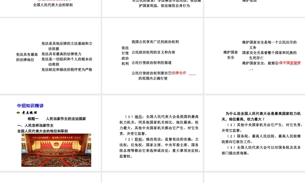 【河南中考面对面】2015年中考政治总复习 第3单元 第6课 参与政治生活课件 新人教版