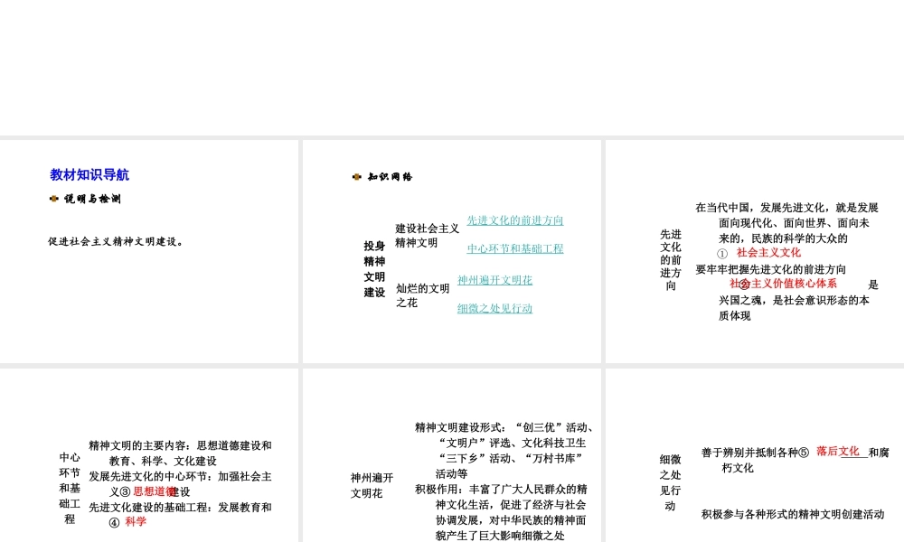 【河南中考面对面】2015年中考政治总复习 第3单元 第8课 投身精神文明建设课件 新人教版