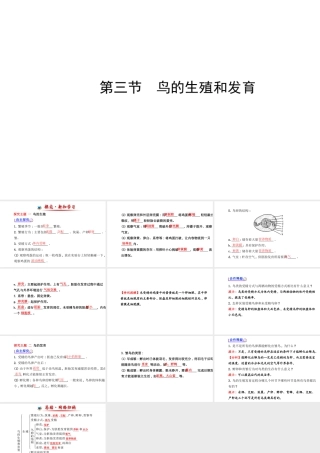 【金榜学案】2014八年级生物上册 第四单元 第二章 第三节 鸟的生殖和发育课件 济南版