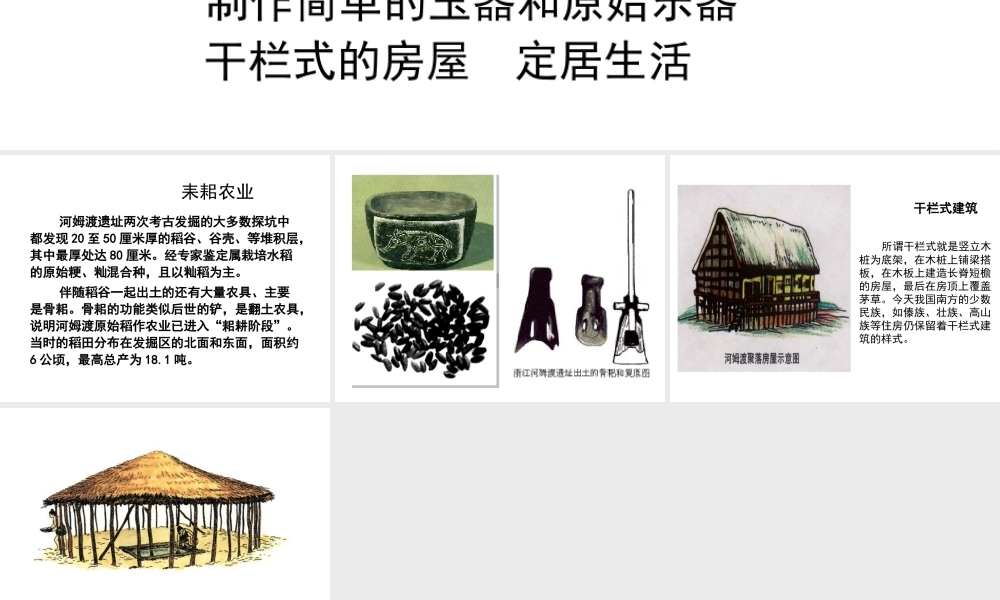 【学练优】（2016年秋季版）七年级历史上册 第一单元 第2课 原始农业的产生 河姆渡原始居民的生活课件 华东师大版