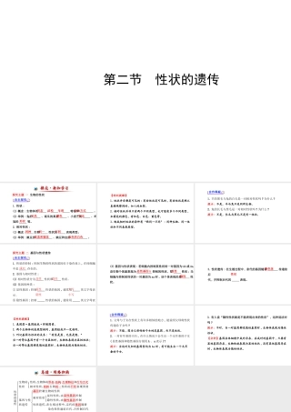 【金榜学案】2014八年级生物上册 第四单元 第四章 第二节 性状的遗传课件 济南版