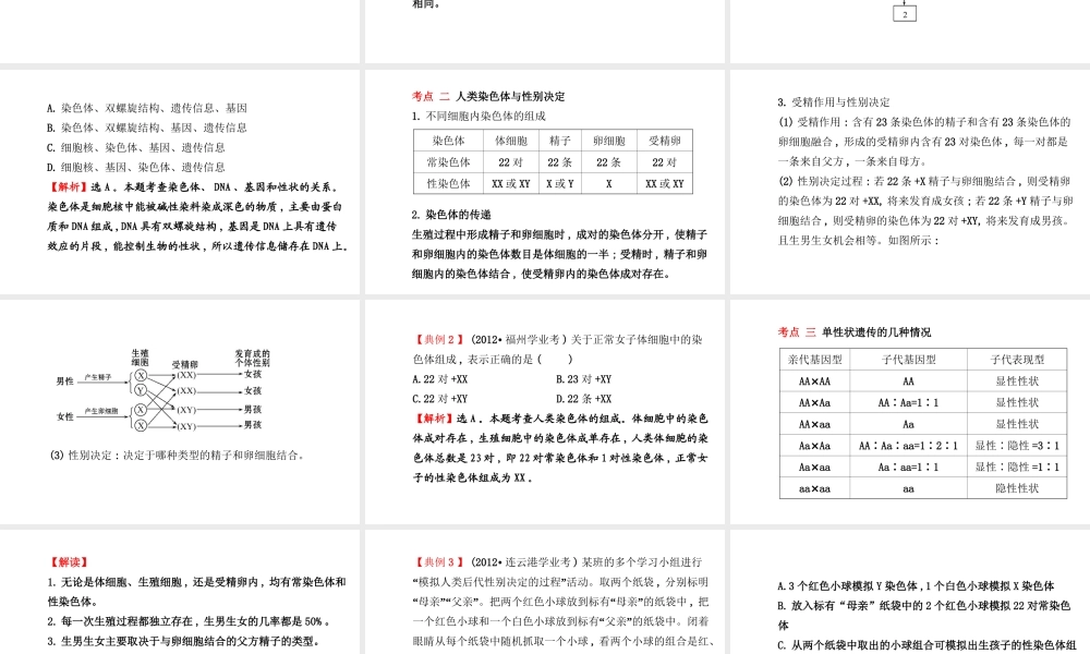 【金榜学案】2014八年级生物上册 第四单元 第四章 生物的遗传和变异复习课件 济南版