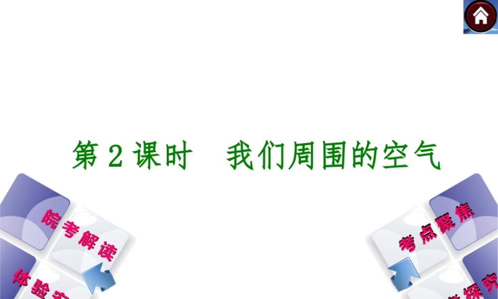 【最新中考必备】（安徽专版）2014中考化学复习方案 第2课时 我们周围的空气（皖考解读+体验安徽+考点聚焦+皖考探究+13中考真题）权威课件