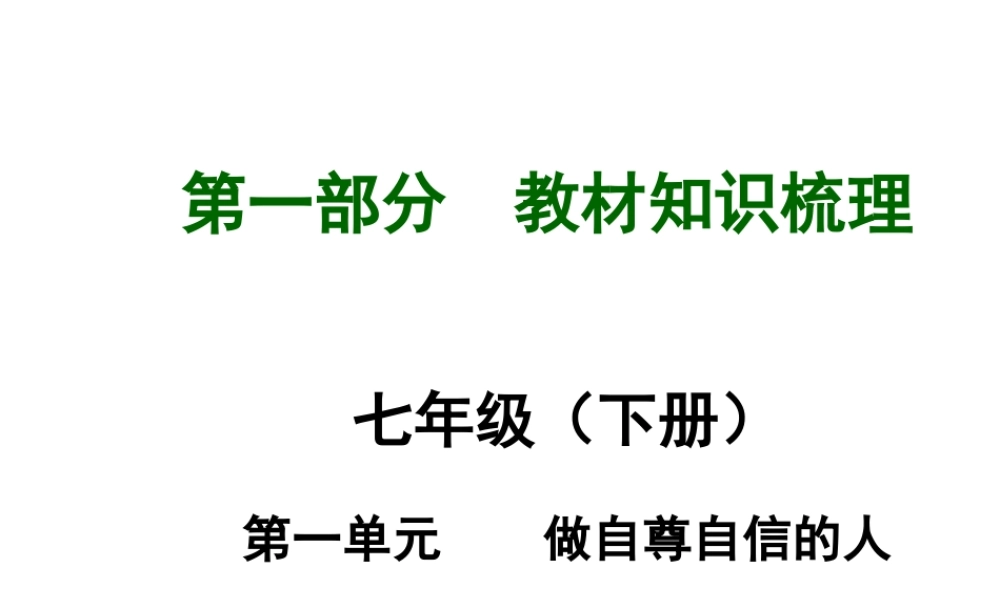 【河南中考面对面】2015年中考政治总复习 七下 第一单元 做自尊自信的人课件（知识导航+中招知识精讲+试题精编） 新人教版