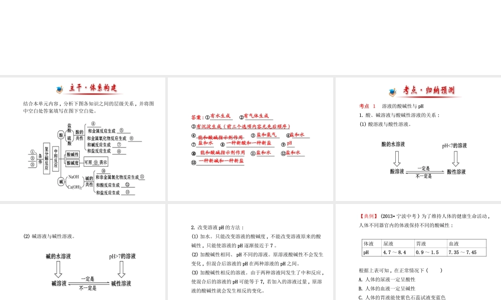 【金榜学案】2014版九年级化学下册 第七单元 阶段专题复习课件 （新版）鲁教版