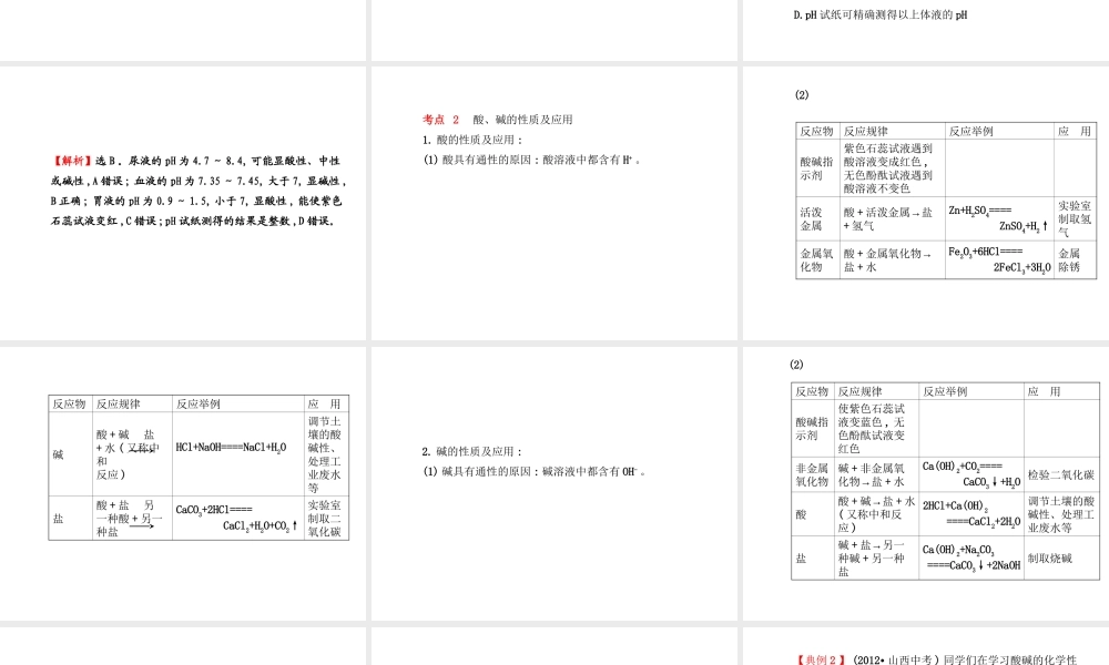 【金榜学案】2014版九年级化学下册 第七单元 阶段专题复习课件 （新版）鲁教版