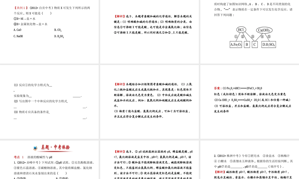 【金榜学案】2014版九年级化学下册 第七单元 阶段专题复习课件 （新版）鲁教版