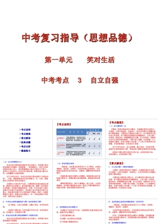 【江苏中考面对面】2015届中考政治考点复习3 自立自强课件