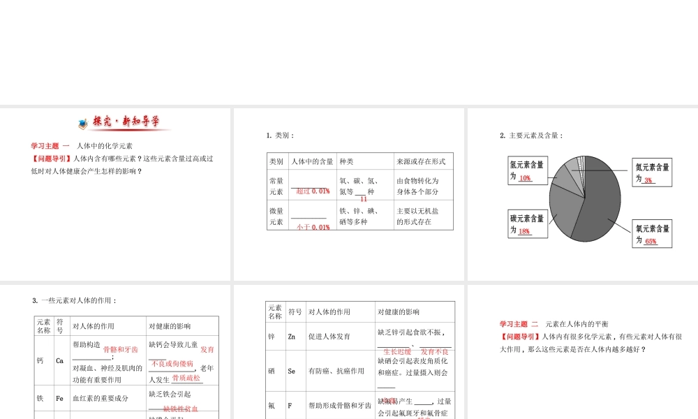 【金榜学案】2014版九年级化学下册 第十单元 第二节 化学元素与人体健康课件 （新版）鲁教版