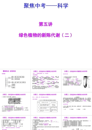 【聚焦中考】（浙江地区专版）2014中考科学总复习 第05讲  绿色植物的新陈代谢（二）课件（考点精讲+13中考真题）