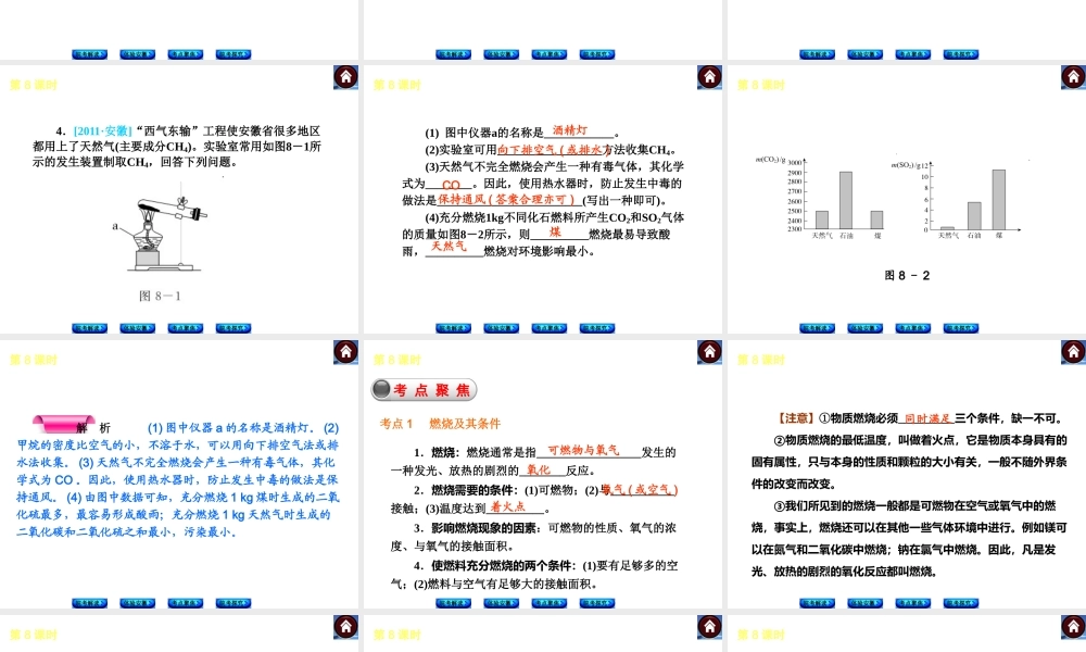 【最新中考必备】（安徽专版）2014中考化学复习方案 第8课时 燃料及其利用（皖考解读+体验安徽+考点聚焦+皖考探究+13中考真题）权威课件